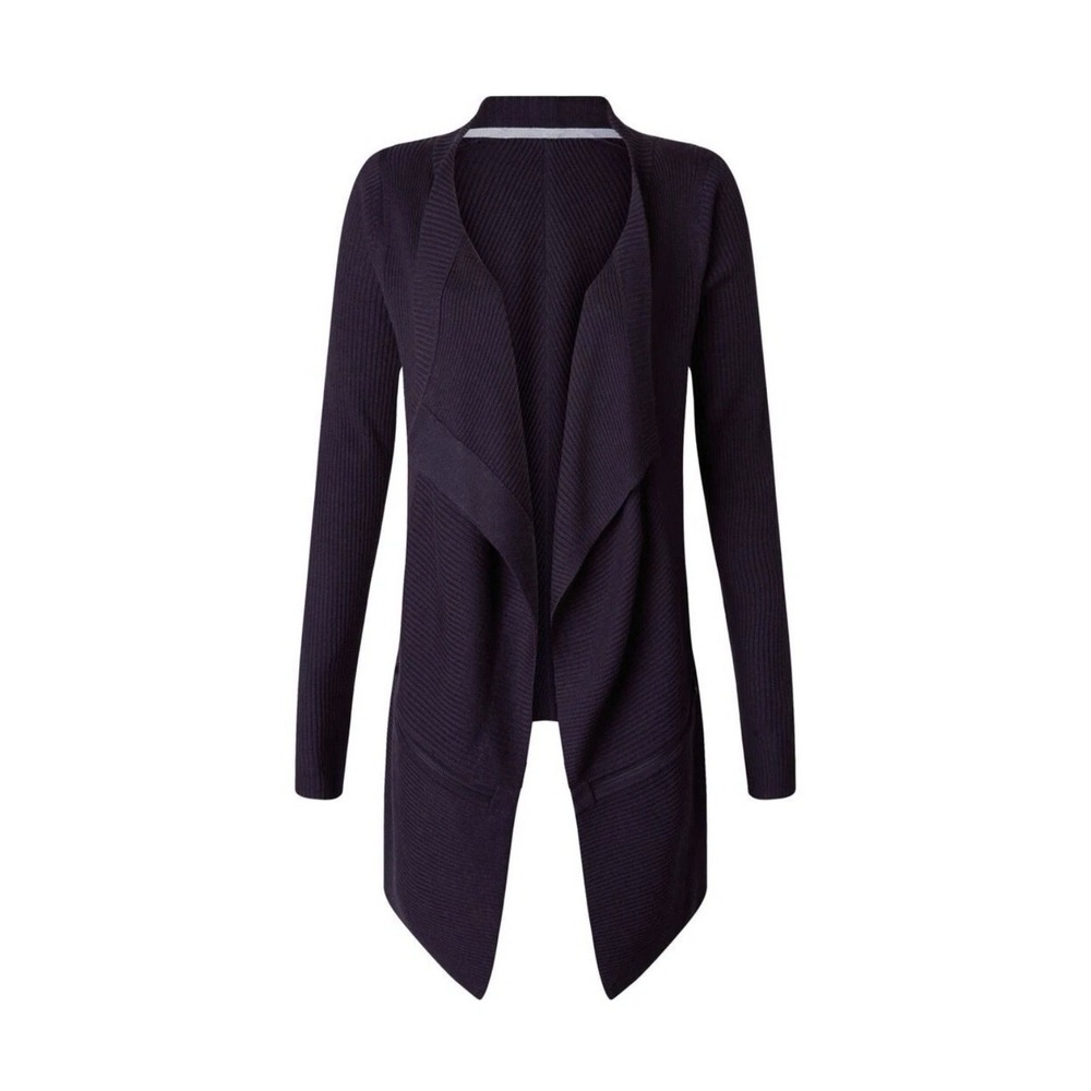 Lululemon Resolution Wrap Purple Open Front Knit Cardigan Zip Pocket Womens L 12